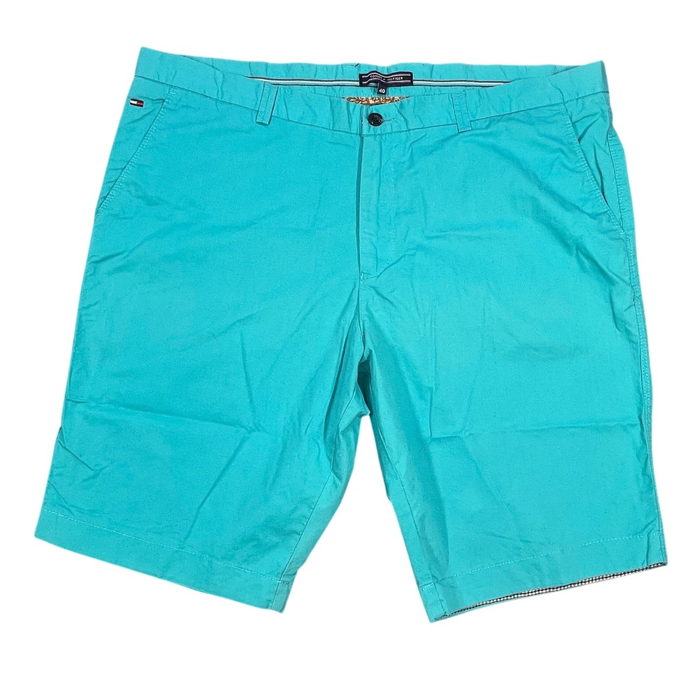 Tommy Hilfiger Turquoise Blue Stretch Chino Shorts Mens 40